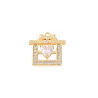 1 Piece 18*17mm Copper Zircon 18K Gold Plated Gift Box Bow Knot Polished Pendant main image 6