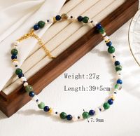 Elegant Beach Tropical Geometric 304 Stainless Steel Natural Pearls Vary In Size, Please Consider Carefully Before Ordering! Natural Stone 18K Gold Plated Necklace In Bulk sku image 1