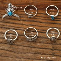 Retro Cowboy Style Western Style Geometric Letter Turquoise Alloy Wholesale Open Rings main image 2