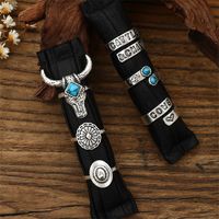 Retro Cowboy Style Western Style Geometric Letter Turquoise Alloy Wholesale Open Rings sku image 1