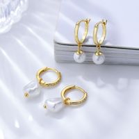 1 Pair Basic Modern Style Classic Style Geometric Inlay Sterling Silver Pearl Zircon Drop Earrings main image 1