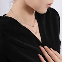 Sterling Silver Elegant Lady Plating Inlay Heart Shape Zircon Double Layer Necklaces Pendant Necklace main image 4