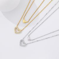 Sterling Silver Elegant Lady Plating Inlay Heart Shape Zircon Double Layer Necklaces Pendant Necklace main image 1