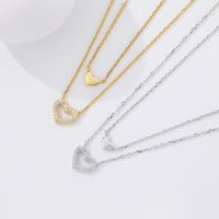 Sterling Silver Elegant Lady Plating Inlay Heart Shape Zircon Double Layer Necklaces Pendant Necklace main image 6