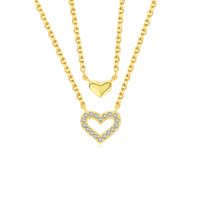 Sterling Silver Elegant Lady Plating Inlay Heart Shape Zircon Double Layer Necklaces Pendant Necklace sku image 1