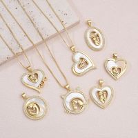 1 Piece Copper Shell Zircon 18K Gold Plated Human Heart Shape Polished Pendant main image 10