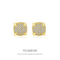 1 Pair Basic Modern Style Classic Style Geometric Plating Inlay Sterling Silver Zircon Ear Studs main image 5