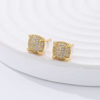 1 Pair Basic Modern Style Classic Style Geometric Plating Inlay Sterling Silver Zircon Ear Studs main image 1