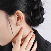 1 Pair Basic Modern Style Classic Style Geometric Plating Inlay Sterling Silver Zircon Ear Studs main image 2