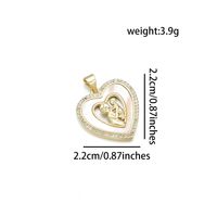 1 Piece Copper Shell Zircon 18K Gold Plated Human Heart Shape Polished Pendant sku image 7