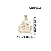 1 Piece Copper Shell Zircon 18K Gold Plated Human Heart Shape Polished Pendant sku image 1