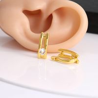 1 Pair Elegant Simple Style Solid Color Plating Inlay Copper Zircon 18K Gold Plated Ear Studs main image 3
