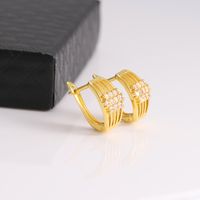 1 Pair Elegant Simple Style Solid Color Plating Inlay Copper Zircon 18K Gold Plated Ear Studs main image 5