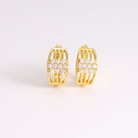 1 Pair Elegant Simple Style Solid Color Plating Inlay Copper Zircon 18K Gold Plated Ear Studs main image 7