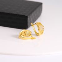 1 Pair Elegant Simple Style Solid Color Plating Inlay Copper Zircon 18K Gold Plated Ear Studs main image 6