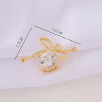 1 Piece 15*17mm Copper Zircon 18K Gold Plated Bow Knot Polished Pendant main image 2