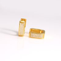 1 Pair Simple Style Classic Style Square Plating Inlay Copper Zircon 18K Gold Plated Hoop Earrings main image 8
