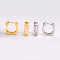 1 Pair Simple Style Classic Style Square Plating Inlay Copper Zircon 18K Gold Plated Hoop Earrings main image 3