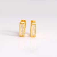 1 Pair Simple Style Classic Style Square Plating Inlay Copper Zircon 18K Gold Plated Hoop Earrings main image 6