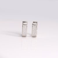 1 Par Estilo Simple Estilo Clásico Cuadrado Enchapado Embutido Cobre Circón Chapados en oro de 18k Pendientes De Aro sku image 2