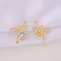 1 Piece 15*17mm Copper Zircon 18K Gold Plated Bow Knot Polished Pendant main image 3