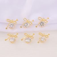 1 Piece 15*17mm Copper Zircon 18K Gold Plated Bow Knot Polished Pendant main image 5