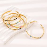 Copper Gold Plated Basic Modern Style Classic Style Enamel Devil's Eye Cuff Bracelets main image 3