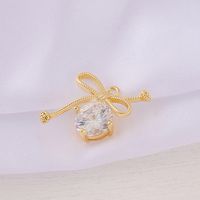 1 Piece 15*17mm Copper Zircon 18K Gold Plated Bow Knot Polished Pendant sku image 1