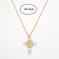 Wholesale Elegant Lady Cross Copper Inlay Zircon Pendant Necklace main image 2