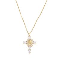 Wholesale Elegant Lady Cross Copper Inlay Zircon Pendant Necklace main image 3