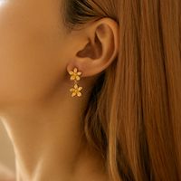 1 Pair Elegant Lady Sweet Geometric Flower Plating Copper 18K Gold Plated Ear Studs main image 4
