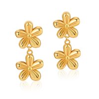 1 Pair Elegant Lady Sweet Geometric Flower Plating Copper 18K Gold Plated Ear Studs main image 3