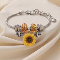Wholesale Jewelry Pastoral Sunflower Synthetic Resin Alloy Rhinestones Inlay Bangle main image 1