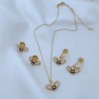 Casual Bee Copper Plating Zircon Women's Earrings Necklace main image 5