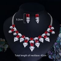 Copper White Gold Plated Elegant Shiny Inlay Water Droplets Flower Artificial Gemstones Jewelry Set main image 2