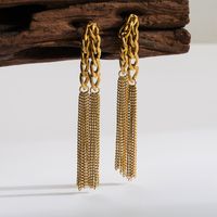 1 Pair Basic Modern Style Classic Style Tassel Chain Plating Inlay 304 Stainless Steel Artificial Pearls 18K Gold Plated Drop Earrings main image 5