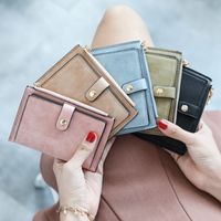 Women's Solid Color Pu Leather Zipper Wallets main image video