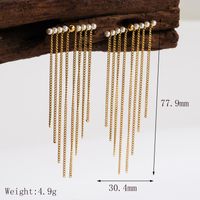 1 Pair Basic Modern Style Classic Style Tassel Chain Plating Inlay 304 Stainless Steel Artificial Pearls 18K Gold Plated Drop Earrings sku image 3