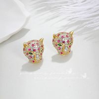 1 Pair Hip-Hop Funny Artistic Color Block Plating Inlay Artificial Gemstones Copper Alloy Artificial Gemstones 16K Gold Plated White Gold Plated Ear Studs main image 2