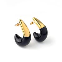 1 Pair Exaggerated Simple Style Geometric Enamel Copper 14K Gold Plated Ear Studs sku image 3