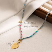 Elegant Beach Tropical Geometric 304 Stainless Steel Natural Stone 18K Gold Plated Pendant Necklace In Bulk sku image 1