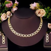 Copper 18K Gold Plated White Gold Plated Elegant Shiny Inlay Geometric Artificial Gemstones Jewelry Set main image 4