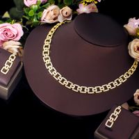 Copper 18K Gold Plated White Gold Plated Elegant Shiny Inlay Geometric Artificial Gemstones Jewelry Set main image 8
