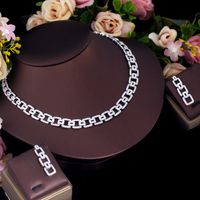 Copper 18K Gold Plated White Gold Plated Elegant Shiny Inlay Geometric Artificial Gemstones Jewelry Set main image 7