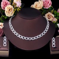 Copper 18K Gold Plated White Gold Plated Elegant Shiny Inlay Geometric Artificial Gemstones Jewelry Set main image 5