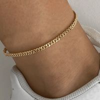 Lady Beach Solid Color Stainless Steel Women's Anklet sku image 2