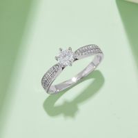Sterling Silver Elegant Plating Inlay Geometric Lab-grown Diamonds Moissanite Rings main image 4