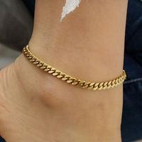 Lady Beach Solid Color Stainless Steel Women's Anklet sku image 3