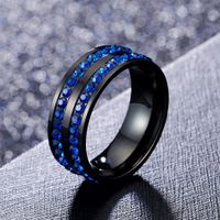 304 Stainless Steel 18K Gold Plated Simple Style Inlay Round Rhinestones Rings main image 1