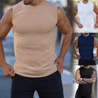 Men's Solid Color Simple Style Round Neck Sleeveless Regular Fit Men's Tops main image 6